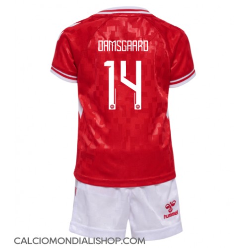 Maglie da calcio Danimarca Mikkel Damsgaard #14 Prima Maglia Bambino Europei 2024 Manica Corta (+ Pantaloni corti)